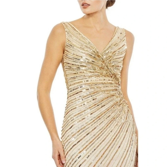 Mac Duggal Gold sequin High Low Dress - Picture 6 of 12